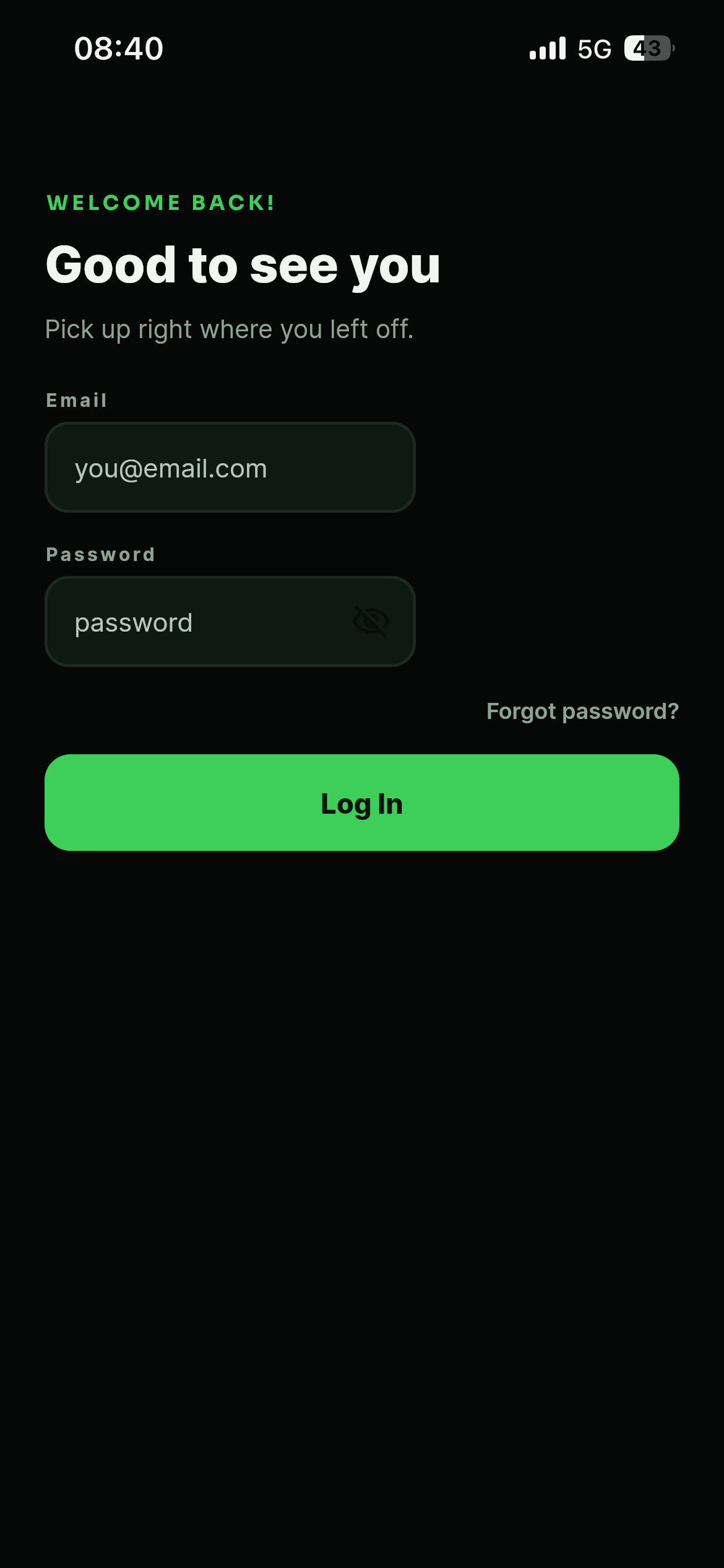 SkillScrum login screen